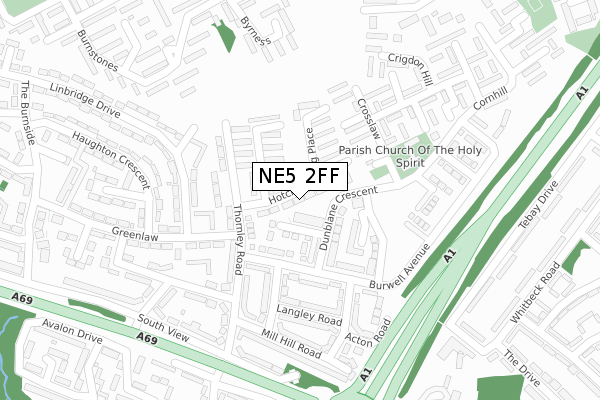 NE5 2FF map - large scale - OS Open Zoomstack (Ordnance Survey)