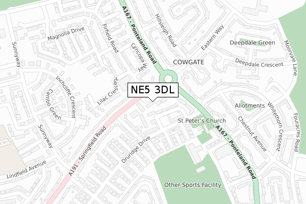 NE5 3DL map - large scale - OS Open Zoomstack (Ordnance Survey)