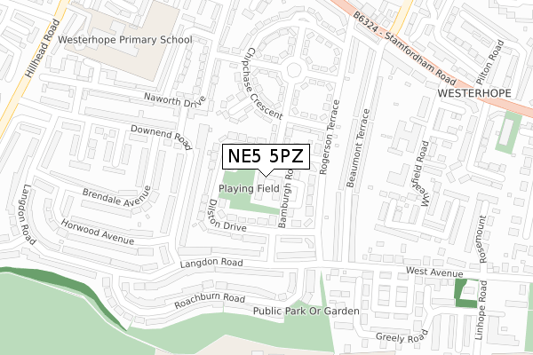 NE5 5PZ map - large scale - OS Open Zoomstack (Ordnance Survey)