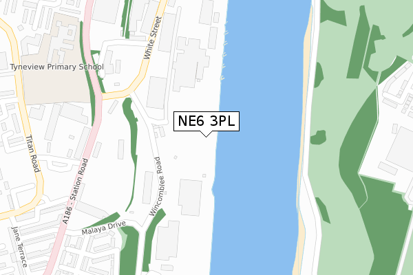 NE6 3PL map - large scale - OS Open Zoomstack (Ordnance Survey)