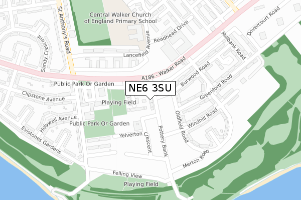 NE6 3SU map - large scale - OS Open Zoomstack (Ordnance Survey)