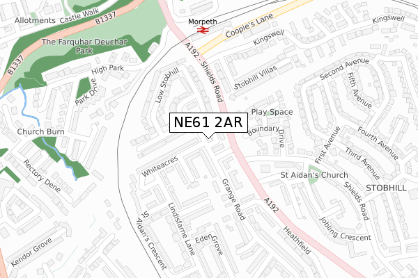 NE61 2AR map - large scale - OS Open Zoomstack (Ordnance Survey)