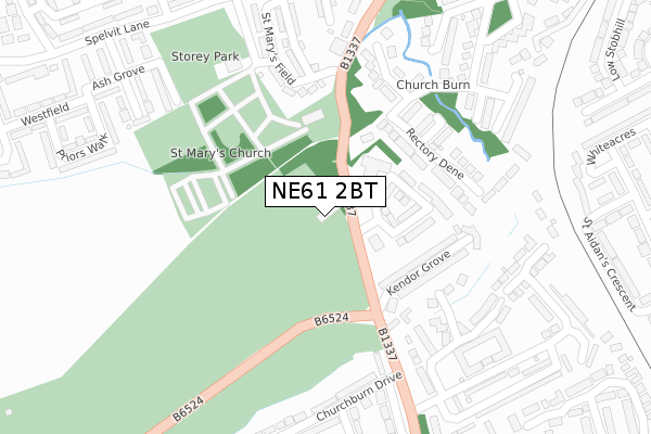 NE61 2BT map - large scale - OS Open Zoomstack (Ordnance Survey)
