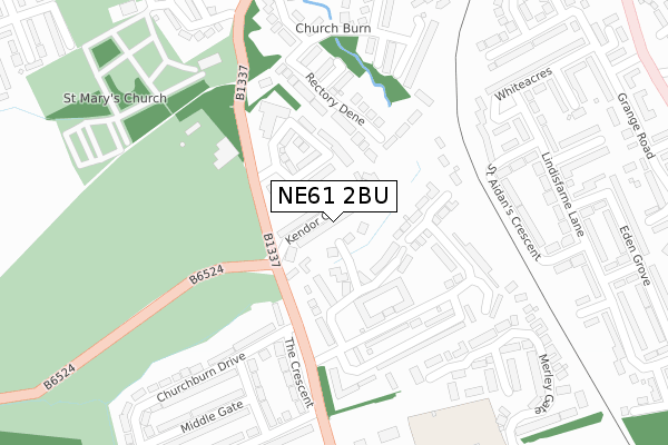 NE61 2BU map - large scale - OS Open Zoomstack (Ordnance Survey)