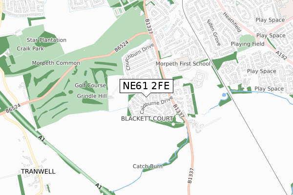 NE61 2FE map - small scale - OS Open Zoomstack (Ordnance Survey)
