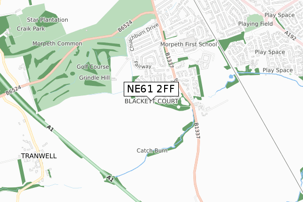 NE61 2FF map - small scale - OS Open Zoomstack (Ordnance Survey)