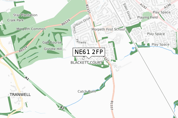 NE61 2FP map - small scale - OS Open Zoomstack (Ordnance Survey)