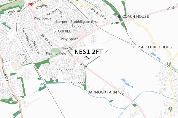 NE61 2FT map - small scale - OS Open Zoomstack (Ordnance Survey)