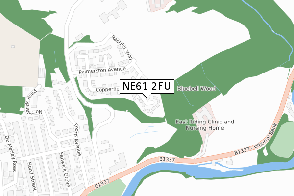 NE61 2FU map - large scale - OS Open Zoomstack (Ordnance Survey)
