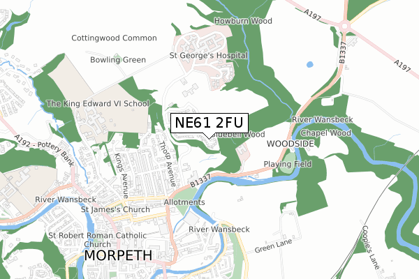 NE61 2FU map - small scale - OS Open Zoomstack (Ordnance Survey) NE61 2FU map - small scale - OS Open Zoomstack (Ordnance Survey)