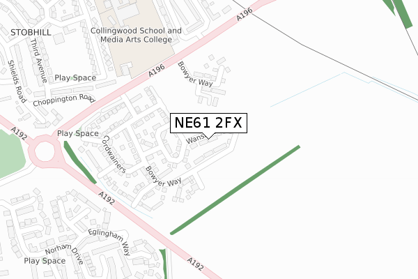 NE61 2FX map - large scale - OS Open Zoomstack (Ordnance Survey)