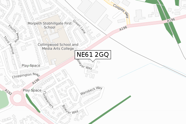 NE61 2GQ map - large scale - OS Open Zoomstack (Ordnance Survey)