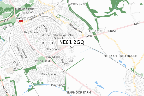 NE61 2GQ map - small scale - OS Open Zoomstack (Ordnance Survey)