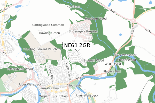 NE61 2GR map - small scale - OS Open Zoomstack (Ordnance Survey) NE61 2GR map - small scale - OS Open Zoomstack (Ordnance Survey)