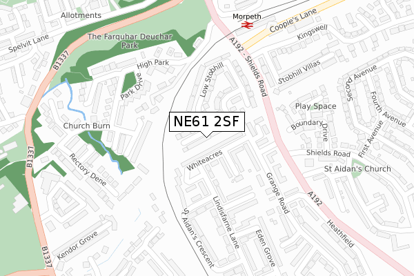 NE61 2SF map - large scale - OS Open Zoomstack (Ordnance Survey)