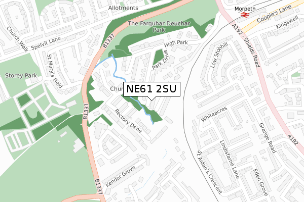NE61 2SU map - large scale - OS Open Zoomstack (Ordnance Survey)