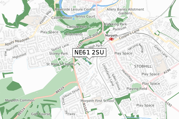NE61 2SU map - small scale - OS Open Zoomstack (Ordnance Survey)