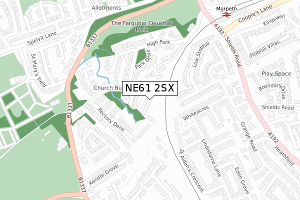 NE61 2SX map - large scale - OS Open Zoomstack (Ordnance Survey)