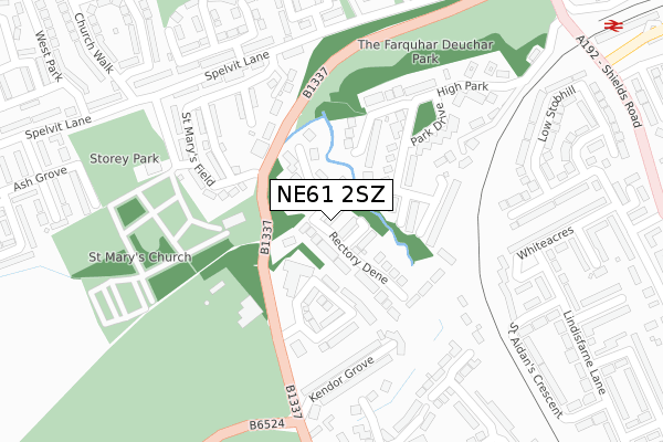 NE61 2SZ map - large scale - OS Open Zoomstack (Ordnance Survey)