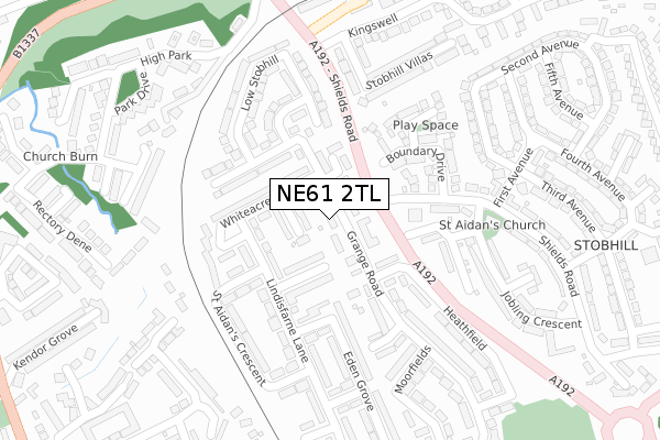 NE61 2TL map - large scale - OS Open Zoomstack (Ordnance Survey)