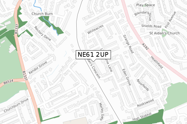 NE61 2UP map - large scale - OS Open Zoomstack (Ordnance Survey)