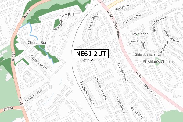 NE61 2UT map - large scale - OS Open Zoomstack (Ordnance Survey)