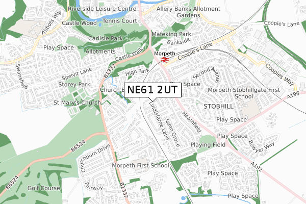 NE61 2UT map - small scale - OS Open Zoomstack (Ordnance Survey)