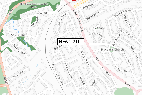 NE61 2UU map - large scale - OS Open Zoomstack (Ordnance Survey)