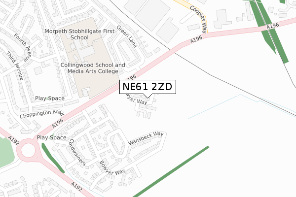 NE61 2ZD map - large scale - OS Open Zoomstack (Ordnance Survey)