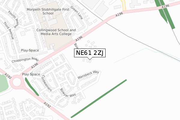 NE61 2ZJ map - large scale - OS Open Zoomstack (Ordnance Survey)