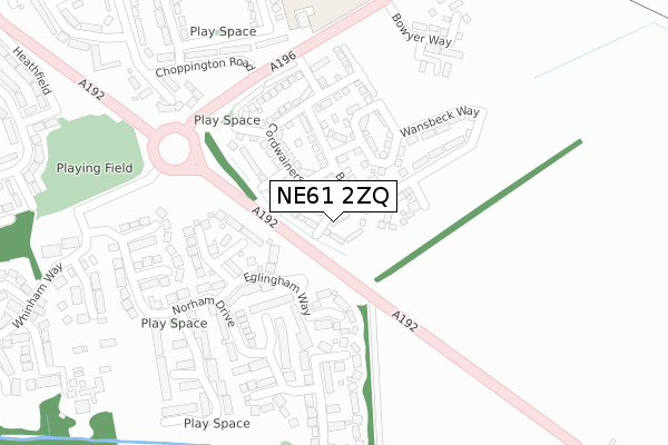 NE61 2ZQ map - large scale - OS Open Zoomstack (Ordnance Survey)