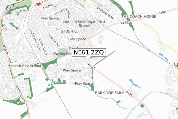 NE61 2ZQ map - small scale - OS Open Zoomstack (Ordnance Survey)