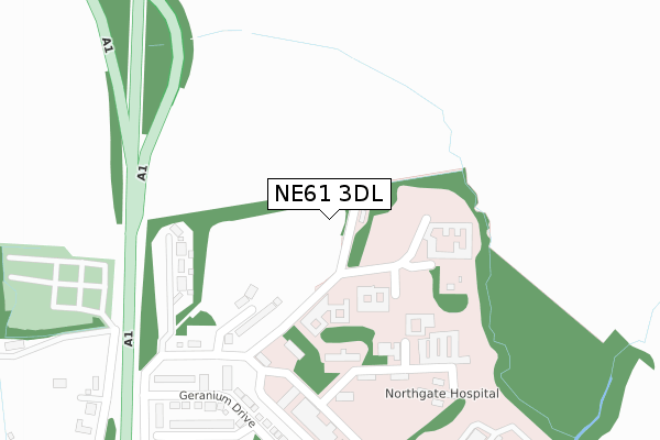 NE61 3DL map - large scale - OS Open Zoomstack (Ordnance Survey)