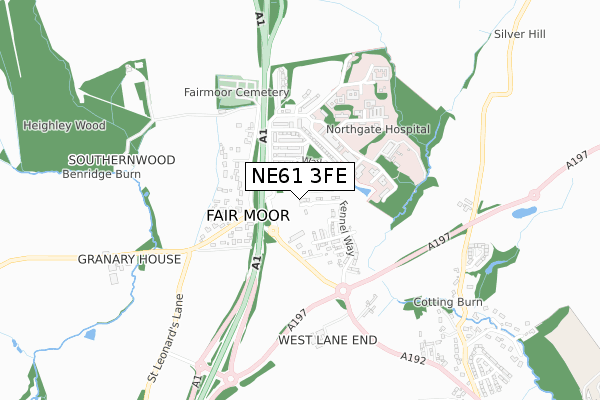 NE61 3FE map - small scale - OS Open Zoomstack (Ordnance Survey)