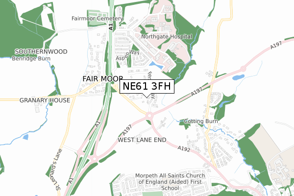 NE61 3FH map - small scale - OS Open Zoomstack (Ordnance Survey) NE61 3FH map - small scale - OS Open Zoomstack (Ordnance Survey)