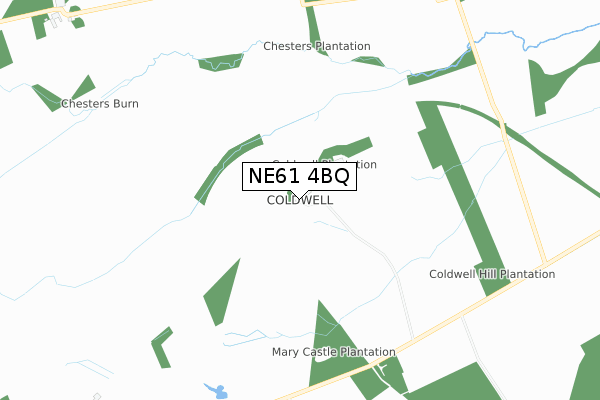 NE61 4BQ map - small scale - OS Open Zoomstack (Ordnance Survey)