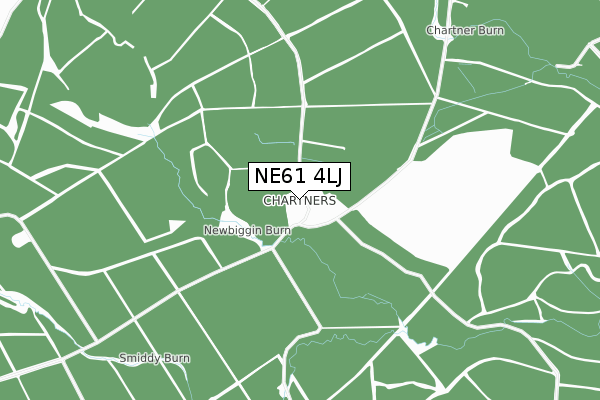 NE61 4LJ map - small scale - OS Open Zoomstack (Ordnance Survey)