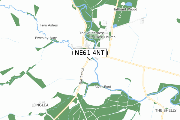 NE61 4NT map - small scale - OS Open Zoomstack (Ordnance Survey)