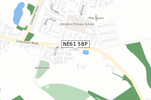 NE61 5BP map - large scale - OS Open Zoomstack (Ordnance Survey)