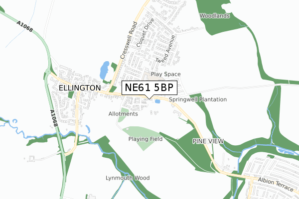 NE61 5BP map - small scale - OS Open Zoomstack (Ordnance Survey)