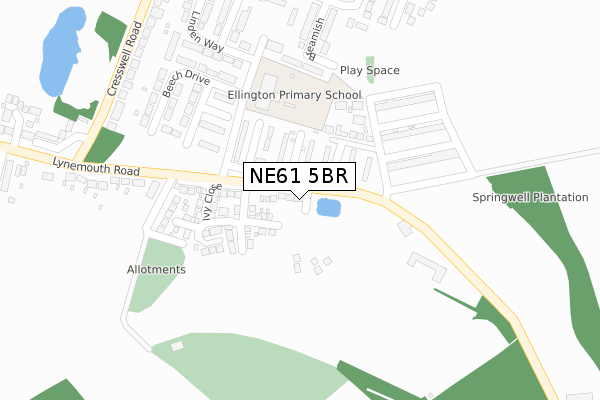 NE61 5BR map - large scale - OS Open Zoomstack (Ordnance Survey)