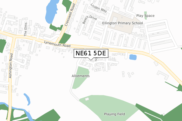 NE61 5DE map - large scale - OS Open Zoomstack (Ordnance Survey)