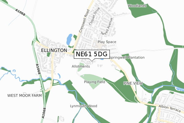 NE61 5DG map - small scale - OS Open Zoomstack (Ordnance Survey)