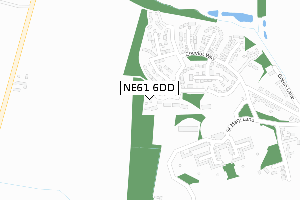 NE61 6DD map - large scale - OS Open Zoomstack (Ordnance Survey)