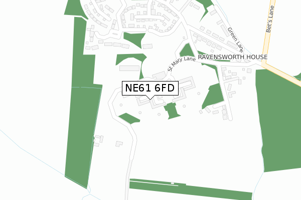 NE61 6FD map - large scale - OS Open Zoomstack (Ordnance Survey)