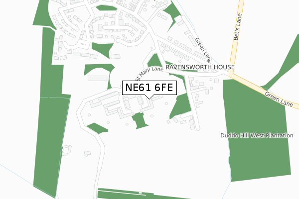NE61 6FE map - large scale - OS Open Zoomstack (Ordnance Survey)