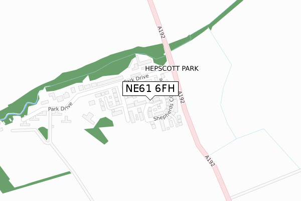 NE61 6FH map - large scale - OS Open Zoomstack (Ordnance Survey)