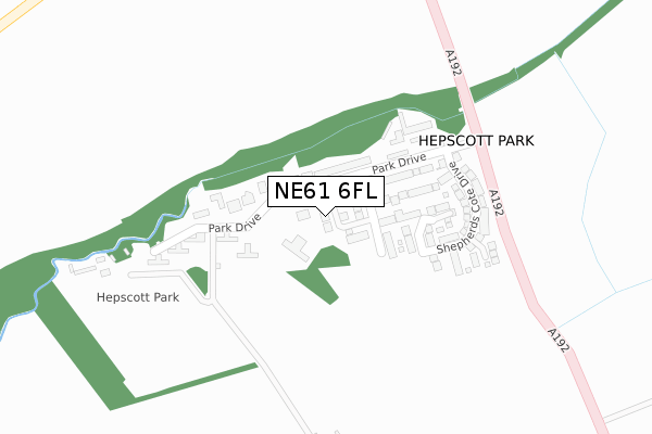 NE61 6FL map - large scale - OS Open Zoomstack (Ordnance Survey)