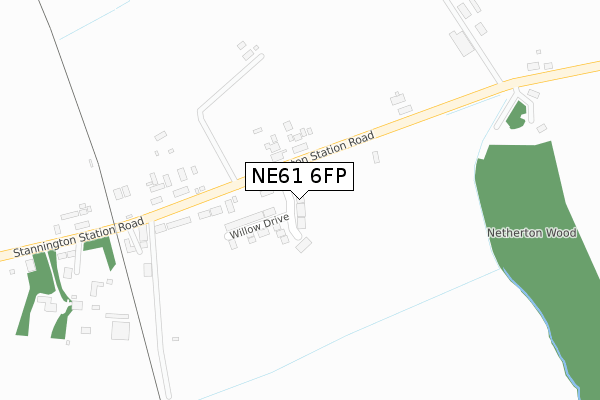 NE61 6FP map - large scale - OS Open Zoomstack (Ordnance Survey)