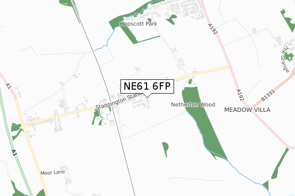 NE61 6FP map - small scale - OS Open Zoomstack (Ordnance Survey)